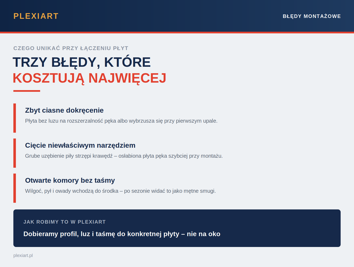 Błędy przy łączeniu płyt poliwęglanowych