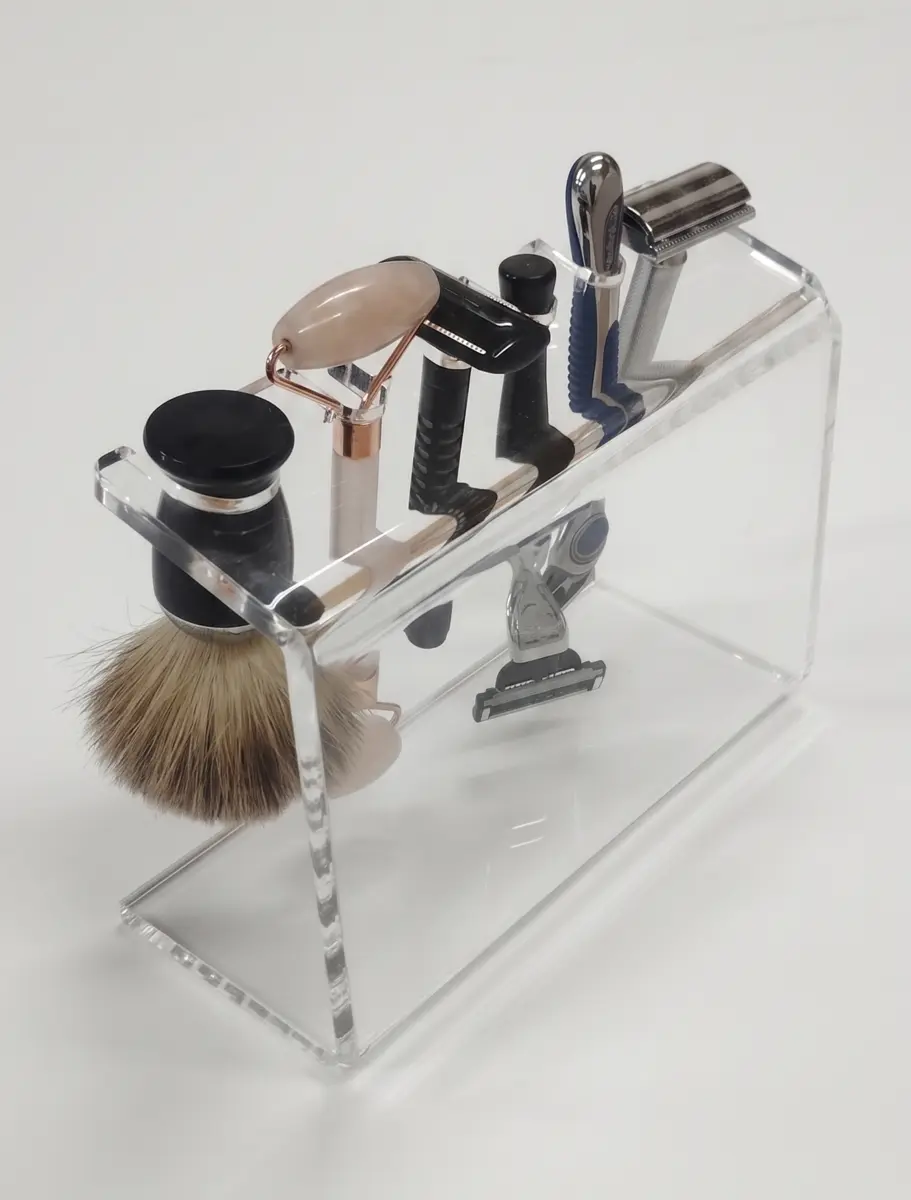 stojak na przyrządy barberskie z plexi